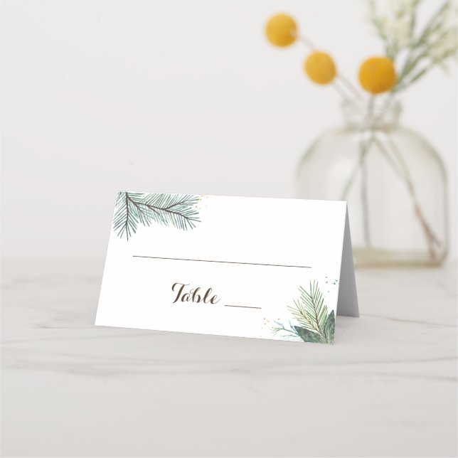 Winter Wreath Wedding Place Escort Cards (Front)