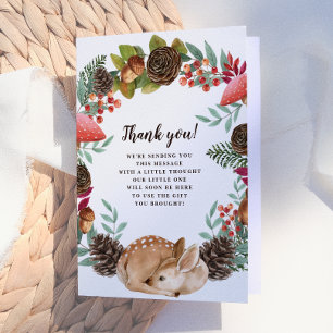 Winter Wreath Woodland Deer Baby Shower Thank You Card