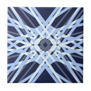 Winter Xmas Blue Grey Gray Retro Geometric Pattern Tile