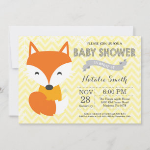 Winter Yellow Fox Baby Shower Invitation