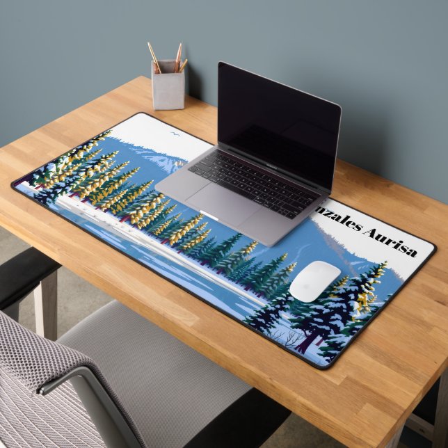 Winter Yellowstone: Snowy Geysers & Wildlife Desk Mat (Office 2)