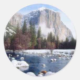 Winter Yosemite National Park Classic Round Sticker