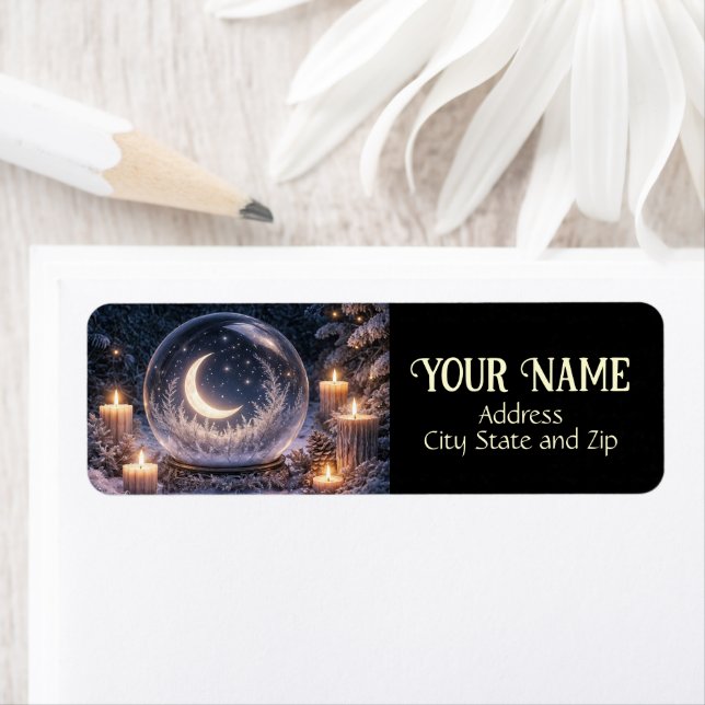 Winter Yule Solstice Moon Mystical Return Address (Insitu)