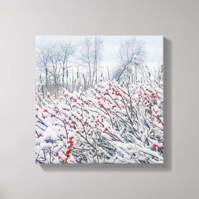 winterberry and cattails canvas print (Front)