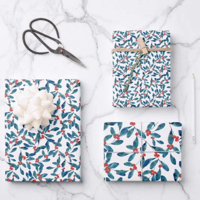 Winterberry (Frost) Wrapping Paper Sheet (Front)