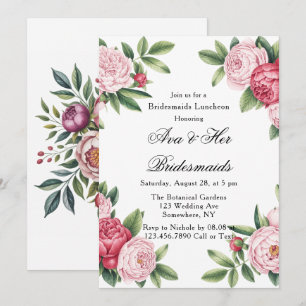 Winterberry Primrose Floral Bridemaids Luncheon Invitation