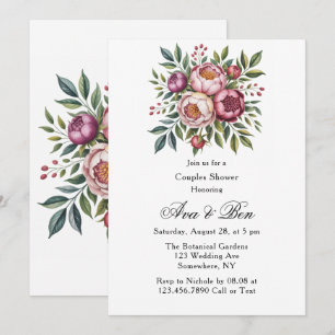Winterberry Primrose Paint Floral Couples Shower Invitation