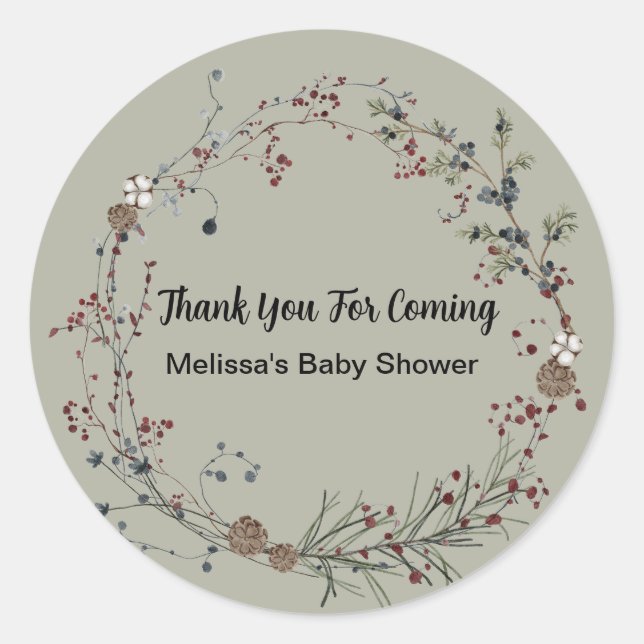 Winterberry Rustic Boho Wildflower Gardens Classic Round Sticker (Front)