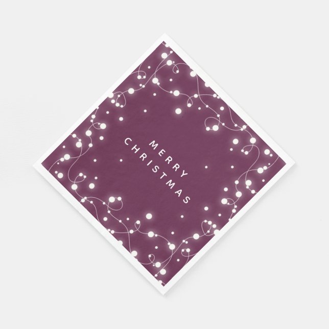 Winterberry Sparkling Lights Christmas Party Paper Napkin (Corner)