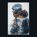 Winterbound Man Double Exposure Acrylic Print<br><div class="desc">Discover a profound connection with the wild in this striking double exposure portrait. A man with a short beard, clad in winter gear and a woollen hat, becomes one with a majestic alpine landscape. The area of his hat and his very body are seamlessly merged with towering mountains and resilient...</div>