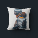 Winterbound Man Double Exposure Throw Pillow<br><div class="desc">Discover a profound connection with the wild in this striking double exposure portrait. A man with a short beard, clad in winter gear and a woollen hat, becomes one with a majestic alpine landscape. The area of his hat and his very body are seamlessly merged with towering mountains and resilient...</div>