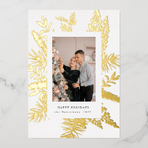 wintergreen foliage elegant photo holiday card