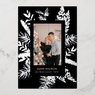 wintergreen foliage elegant photo holiday card