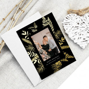 wintergreen foliage elegant photo holiday foil inv