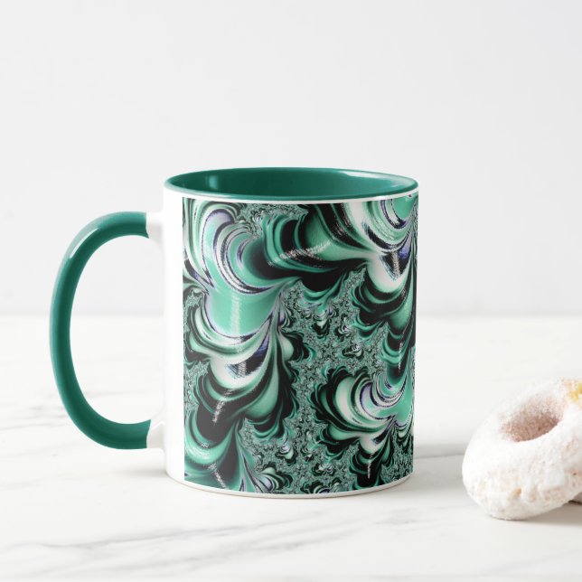 Wintergreen Fractal Forest Landscape Abstract Mug (With Donut)