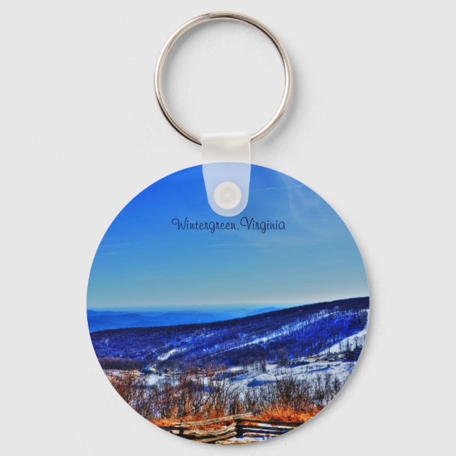 Wintergreen Virginia Mountain Ski Resort in Winter Keychain (Front)