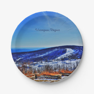 Wintergreen Virginia Mountain Ski Resort in Winter Paper Plate