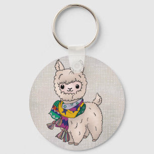 Winterlama Button Keychain