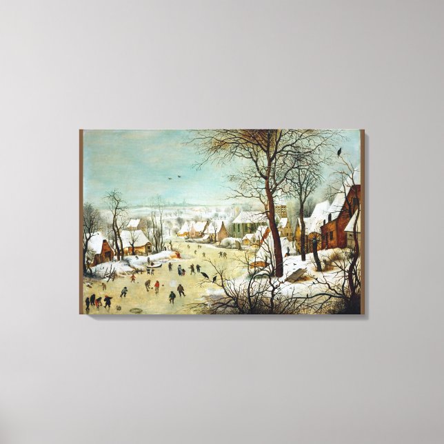 Winterlandscape with skaters and bird trap canvas print (Front)