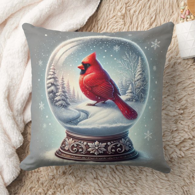 Winter's Cardinal Keepsake Throw Pillow (Blanket)