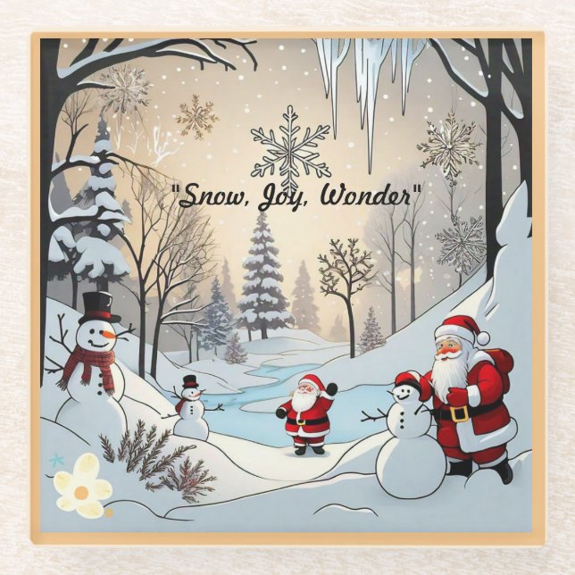 "Winter's Cozy Corner" Glass Coaster (Front)
