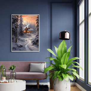 Winter's Embrace: Home Enveloped in Ice and Snow Poster