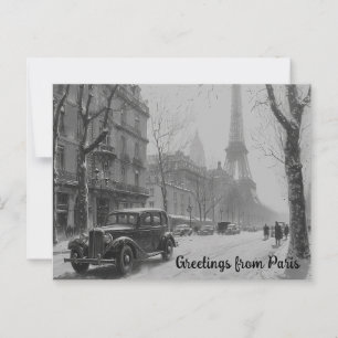 Winter's Embrace in Paris Postcard