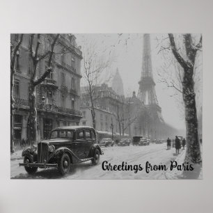 Winter's Embrace in Paris Poster