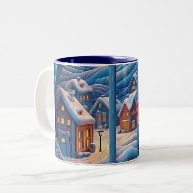 Winter's Embrace Two-Tone Coffee Mug (Front Left)