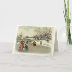 Winter's Enjoyment in Central Park Card