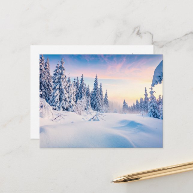 Winter's Gentle Glow  Holiday Postcard (Front/Back In Situ)
