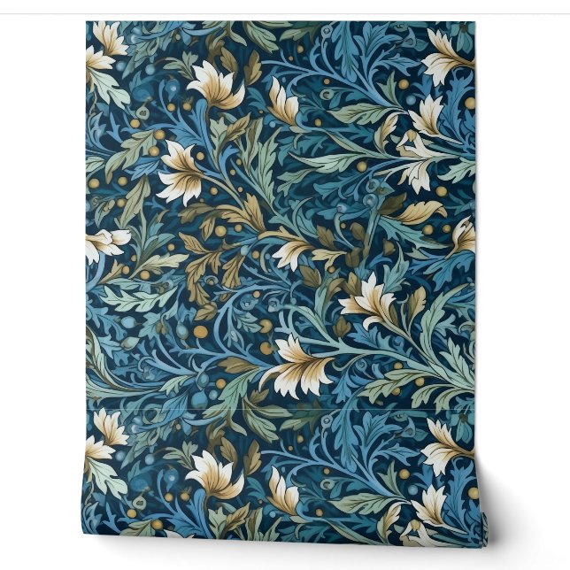 Winter's Morris Garden Botanical Wallpaper (Unrolling)