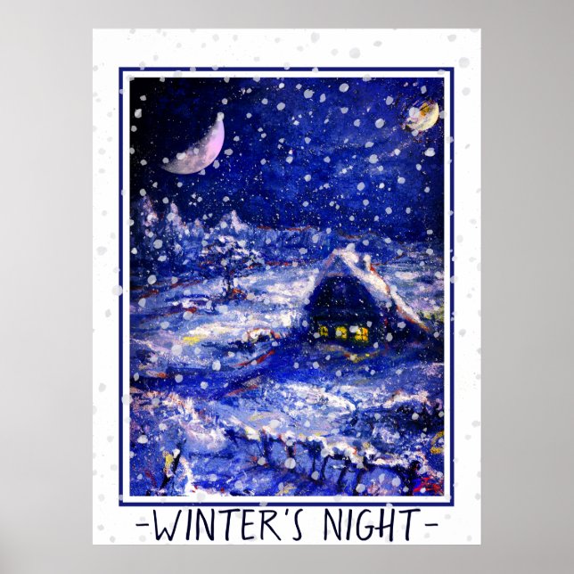 Winter's Night. Moon Crescent. Russia Poster (Front)