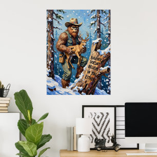 Winter's Quiet Companion: Bigfoot and the Fawn Poster