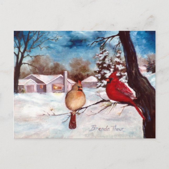 Winters Serenity Cardinal Postcard (Front)