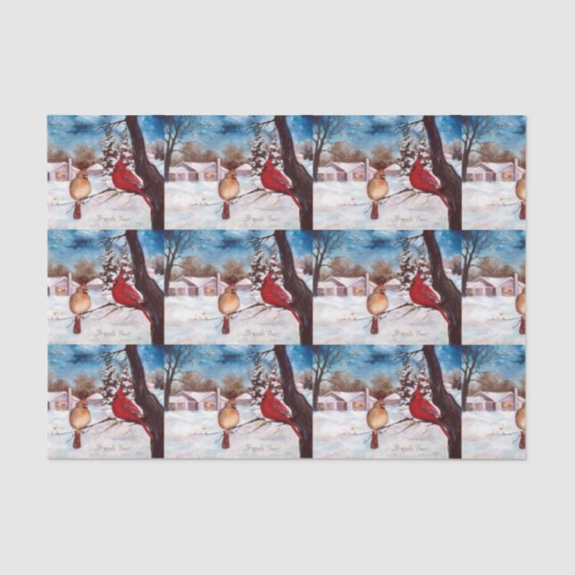 Winter's Serenity Cardinal Tissue Paper (Front)