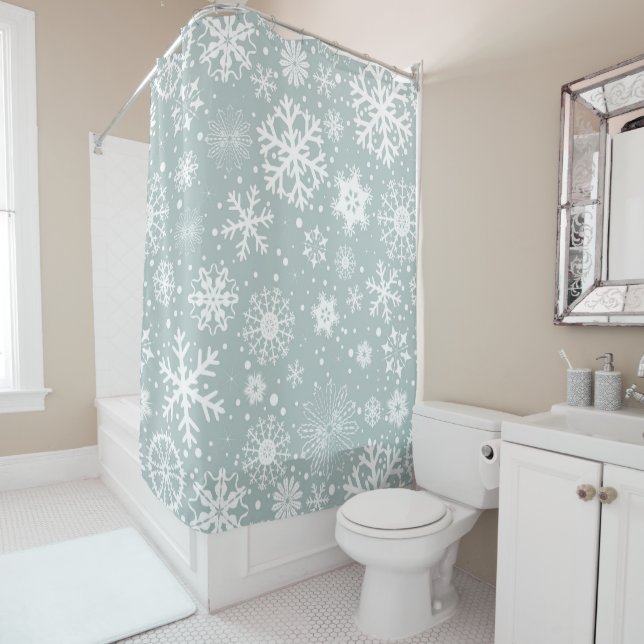 Winter's Snowflakes, Light Teal & White (In Situ)
