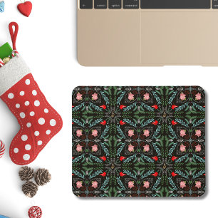 Winters Snowflakes, Poinsettias, Cardinals  Mouse Pad