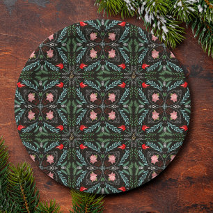 Winters Snowflakes, Poinsettias, Cardinals Paper Plate