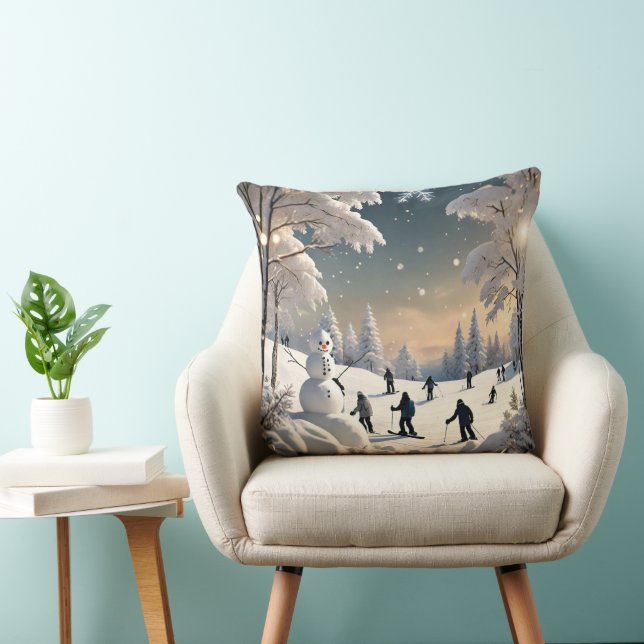 "Winter's Snowy Splendor" Throw Pillow (Chair)