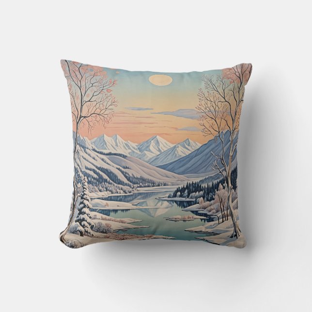 Winter's Tranquility Throw Pillow (Front)