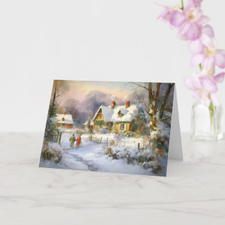 Winter's Warmth At The Farm Cottage Card