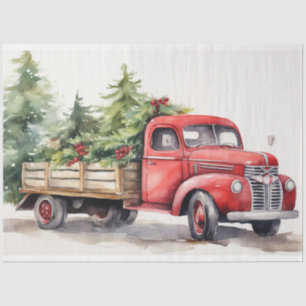 Winter's Warmth: Vintage Truck and Holiday Trees Tissue Paper