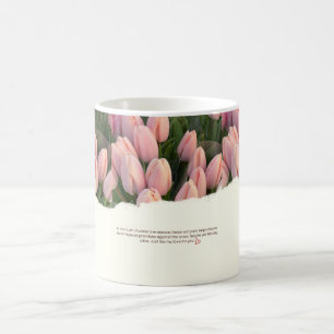 Winter's Whisper Pink Tulips – Romantic Snowy Cup