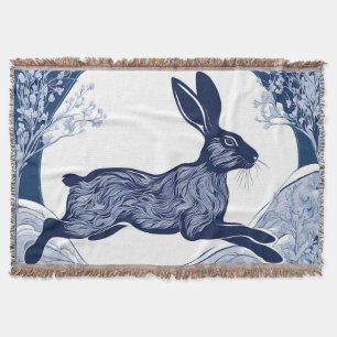 Winter's Whispers of Magical Hare Throw Blanket