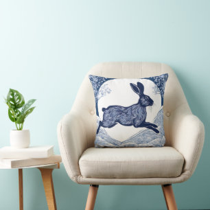 Winter's Whispers of Magical Hare Throw Pillow