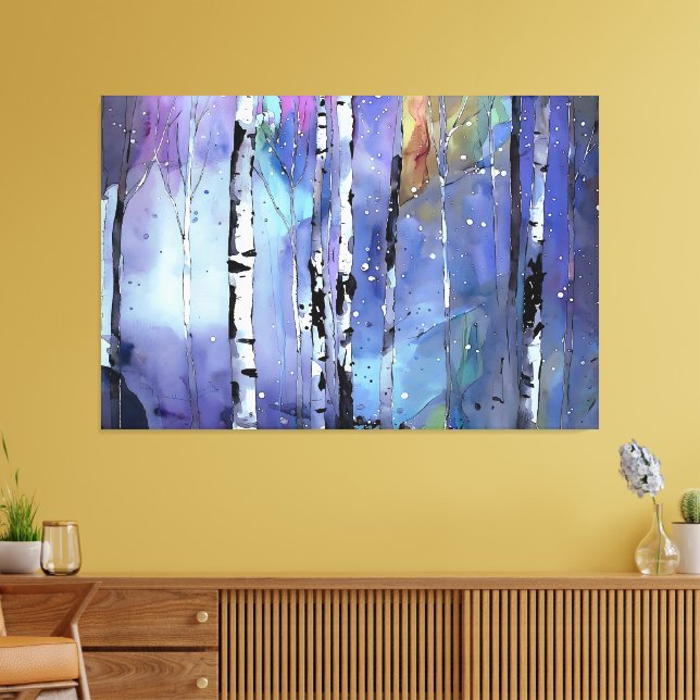 Wintersong in the Birch Woods Canvas Print (Insitu(LivingRoom))