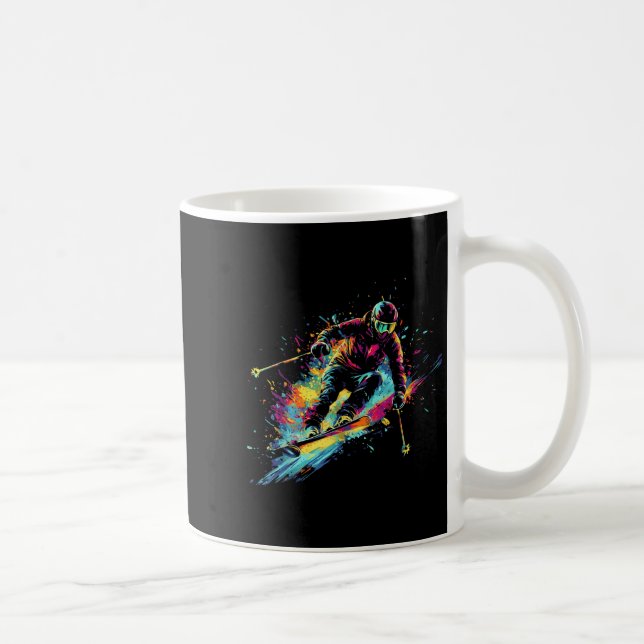 Wintersports Alpine Paint Splash Skier Snow Ski Bo Coffee Mug (Right)
