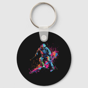 Wintersports Alpine Paint Splash Skier Snow Ski Bo Keychain