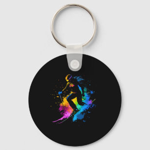Wintersports Alpine Paint Splash Skier Snow Ski Gi Keychain